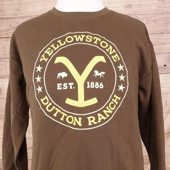 Yellowstone Dutton Ranch Sweatshirt Mens XL Brown Crewneck Western TV Show 1886 - Picture 1 of 7